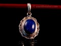 PA247 Pendentif Tibétain Argent Massif Lapis Lazuli