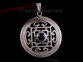 PA283 Pendentif Argent Massif Tibétain Mandala Lapis Lazuli