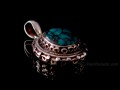 PA366 Pendentif Tibétain Argent Massif Turquoise