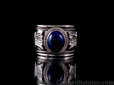 BA146 Bague Tibétaine Argent Massif Lapis Lazuli