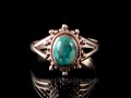 BA185 Bague Tibétaine Argent Massif Turquoise. Taille 59