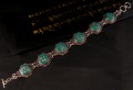 BRA12 Bracelet Tibétain Argent Massif Turquoise Mantra Bouddhiste