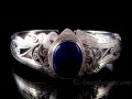 BRA64 Bracelet Tibétain Argent Massif Lapis Lazuli