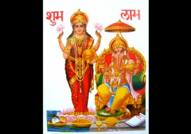 F04 Faïence Ganesh Laxmi Dieu et Déesse Hindous