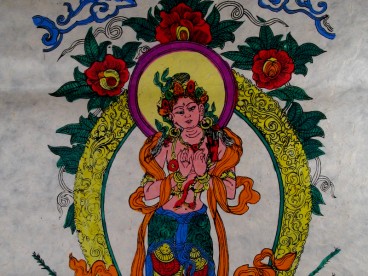 AF02 Affiche Tibétaine Papier Népalais Tara Déesse Bouddhiste