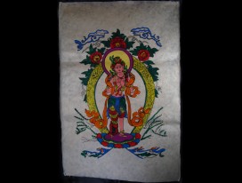 AF02 Affiche Tibétaine Papier Népalais Tara Déesse Bouddhiste