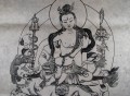 AF07 Affiche Tibétaine Papier Népalais Shiva Dieu Hindou