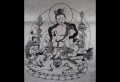 AF07 Affiche Tibétaine Papier Népalais Shiva Dieu Hindou