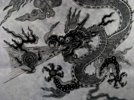 AF12 Affiche Tibétaine Papier Népalais Dragon