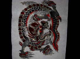 AF20 Affiche Tibétaine Papier Népalais Dragon
