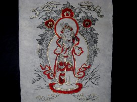 AF22 Affiche Tibétaine Papier Népalais Tara Déesse Bouddhiste