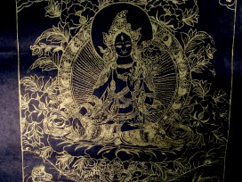 AF38 Affiche Tibétaine Papier Népalais Tara Déesse Bouddhiste