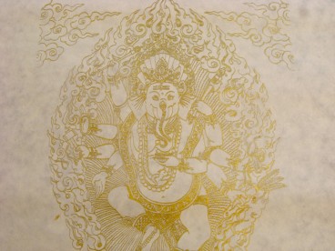 AF51 Affiche Tibétaine Papier Népalais Ganesh Dieu Hindou