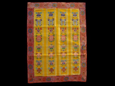 BB49 Rideau de Porte Tibétain / Tenture Tibétaine Signes Auspicieux du Bouddhisme