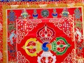 BB53 Bannière Tibétaine Dorje Signes Auspicieux du Bouddhisme