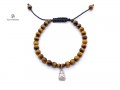 BrMala235 Bracelet Oeil de Tigre Bouddha Argent Massif
