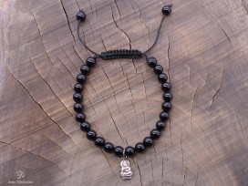 BrMala231 Bracelet Onyx Bouddha Argent Massif