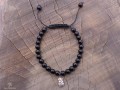 BrMala231 Bracelet Onyx Bouddha Argent Massif