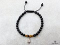 BrMala234 Bracelet Onyx Oeil de Tigre Bouddha Argent Massif 21 cm