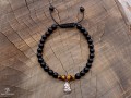 BrMala234 Bracelet Onyx Oeil de Tigre Bouddha Argent Massif