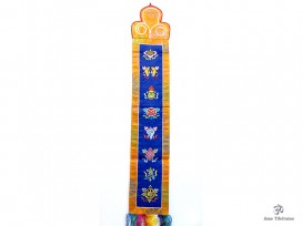 BB60 Bannière Tibétaine Signes Auspicieux du Bouddhisme