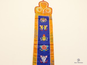 BB60 Bannière Tibétaine Signes Auspicieux du Bouddhisme