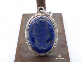 PA153 Pendentif Tibétain Argent Massif Lapis Lazuli