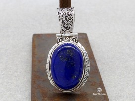 PA205 Pendentif Tibétain Argent Massif Lapis Lazuli
