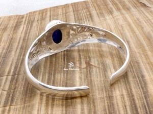 BRA44 Bracelet Tibétain Argent Massif Lapis Lazuli