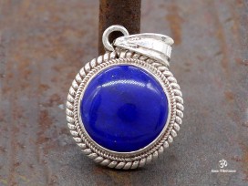 PA174 Pendentif Tibétain Argent Massif Lapis Lazuli