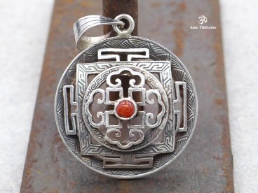 PA306 Pendentif Argent Massif Mandala Corail