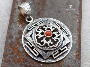 PA306 Pendentif Argent Massif Mandala Corail