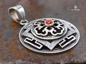 PA306 Pendentif Argent Massif Mandala Corail