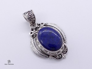 PA128 Pendentif Tibétain Argent Massif Lapis Lazuli
