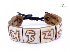 BRD204 Bracelet Tibétain Os de Buffle Mantra