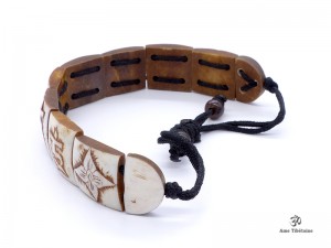 BRD204 Bracelet Tibétain Os de Buffle Mantra