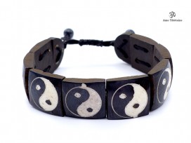 BRD207 Bracelet Tibétain Os de Buffle Yin Yang