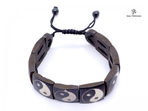 BRD207 Bracelet Tibétain Os de Buffle Yin Yang