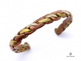 BRD251 Bracelet Tibétain Métal Argenté Cuivre Laiton