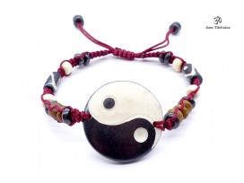 BRD329 Bracelet Tibétain Os de Buffle Yin Yang