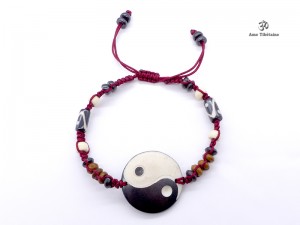 BRD329 Bracelet Tibétain Os de Buffle Yin Yang
