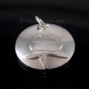 PA164 Pendentif Argent Massif Fleur de Lotus – Image 3