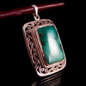 PA172 Pendentif Tibétain Argent Massif Turquoise – Image 5