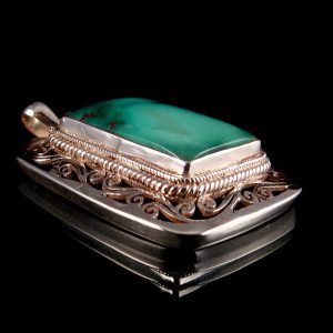 PA172 Pendentif Tibétain Argent Massif Turquoise – Image 6