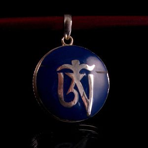 PA231 Pendentif Argent Massif Om Tibétain Lapis Lazuli – Image 2