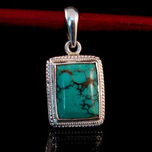 PA234 Pendentif Tibétain Argent Massif Turquoise – Image 4
