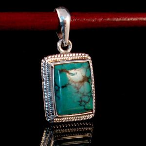 PA234 Pendentif Tibétain Argent Massif Turquoise – Image 5