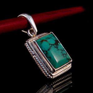 PA234 Pendentif Tibétain Argent Massif Turquoise – Image 6