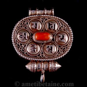 PA265 Pendentif Argent Massif Ghau Mantra Tibétain Om Mani Padme Hum – Image 6