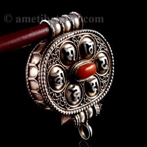 PA265 Pendentif Argent Massif Ghau Mantra Tibétain Om Mani Padme Hum – Image 10